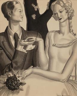 Jean-Théodore Dupas - Couple avec Bouquet