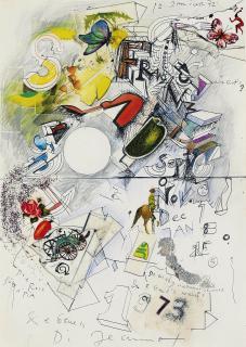 Jean Tinguely - Bildbrief Franz, wie got\'s?, 12. Januar 1972 (1973)