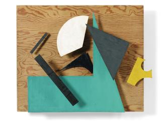 Jean Tinguely - Relief Polychrome - Bleu, Ocre Et Vert (Sprit)