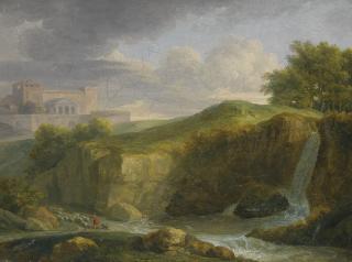 Jean-Victor Bertin - A Landscape With Two Horsemen Riding Through A Valley; A Landscape With A Shepherd And His Flock In Front Of A Walled Town