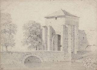 Jean-Victor Bertin - Vue d  ’  un pont avec une tour