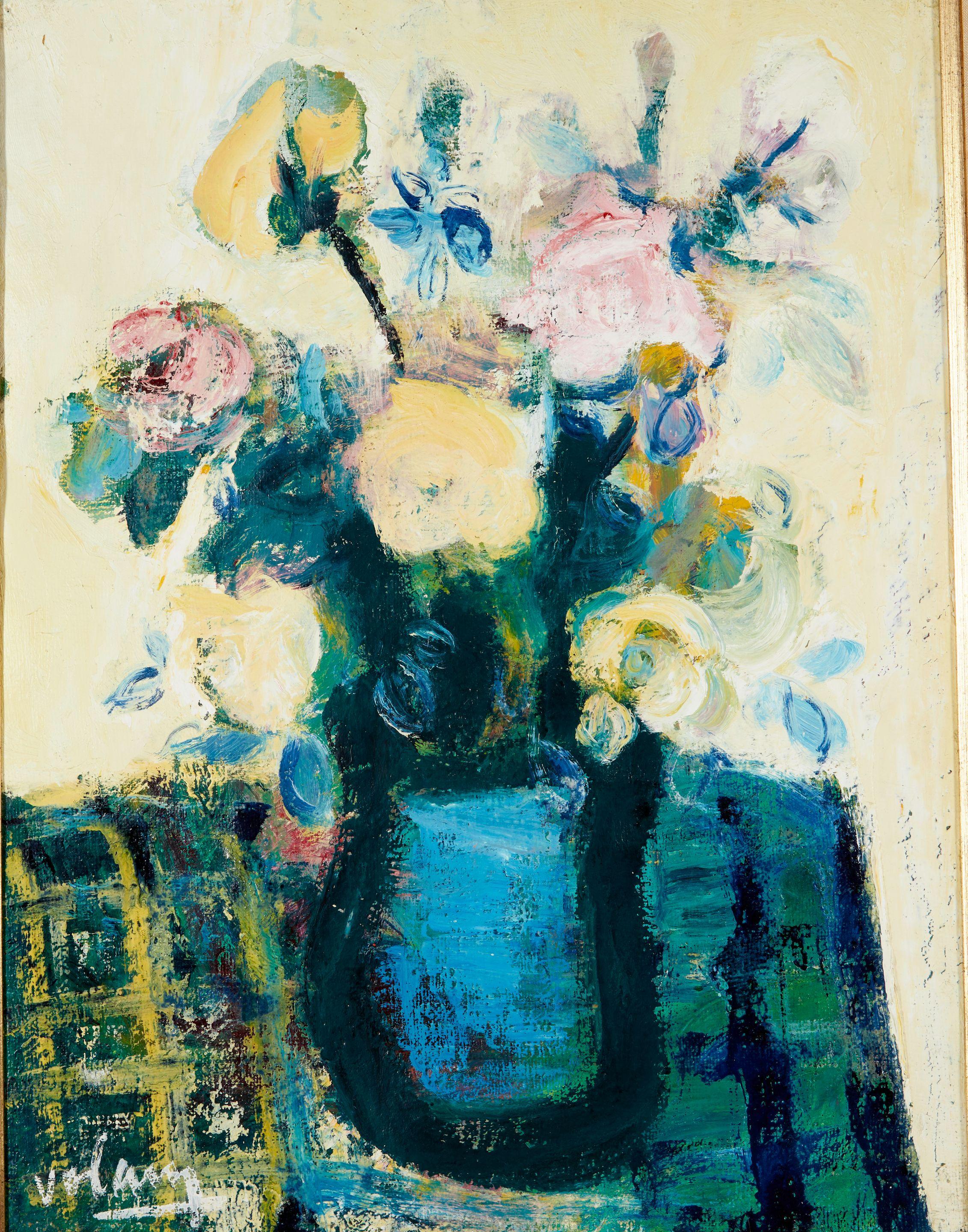 Jean Volang - Still Life with Flowers 25 3/4 x 20 in. (65.4 x 50.8 cm) framed 32 x 26 x 1 3/8 in.