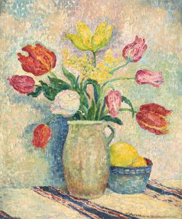 Jeanne Selmersheim-Desgrange - Vase de tulipes ou Nature morte aux tulipes
