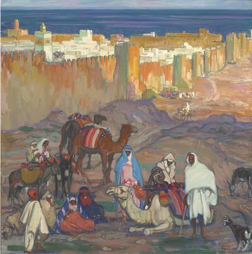 Jeanne Thil - A camel train outside Sousse
