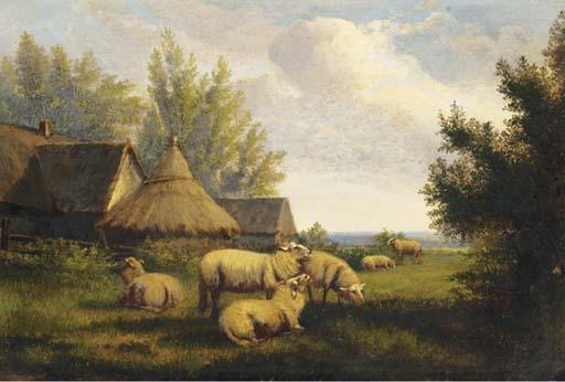 Jef Louis Van Leemputten - Sheep Grazing In A Landscape