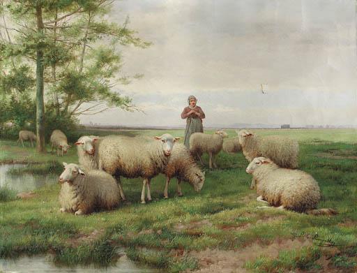 Jef Louis Van Leemputten - Tending the flock