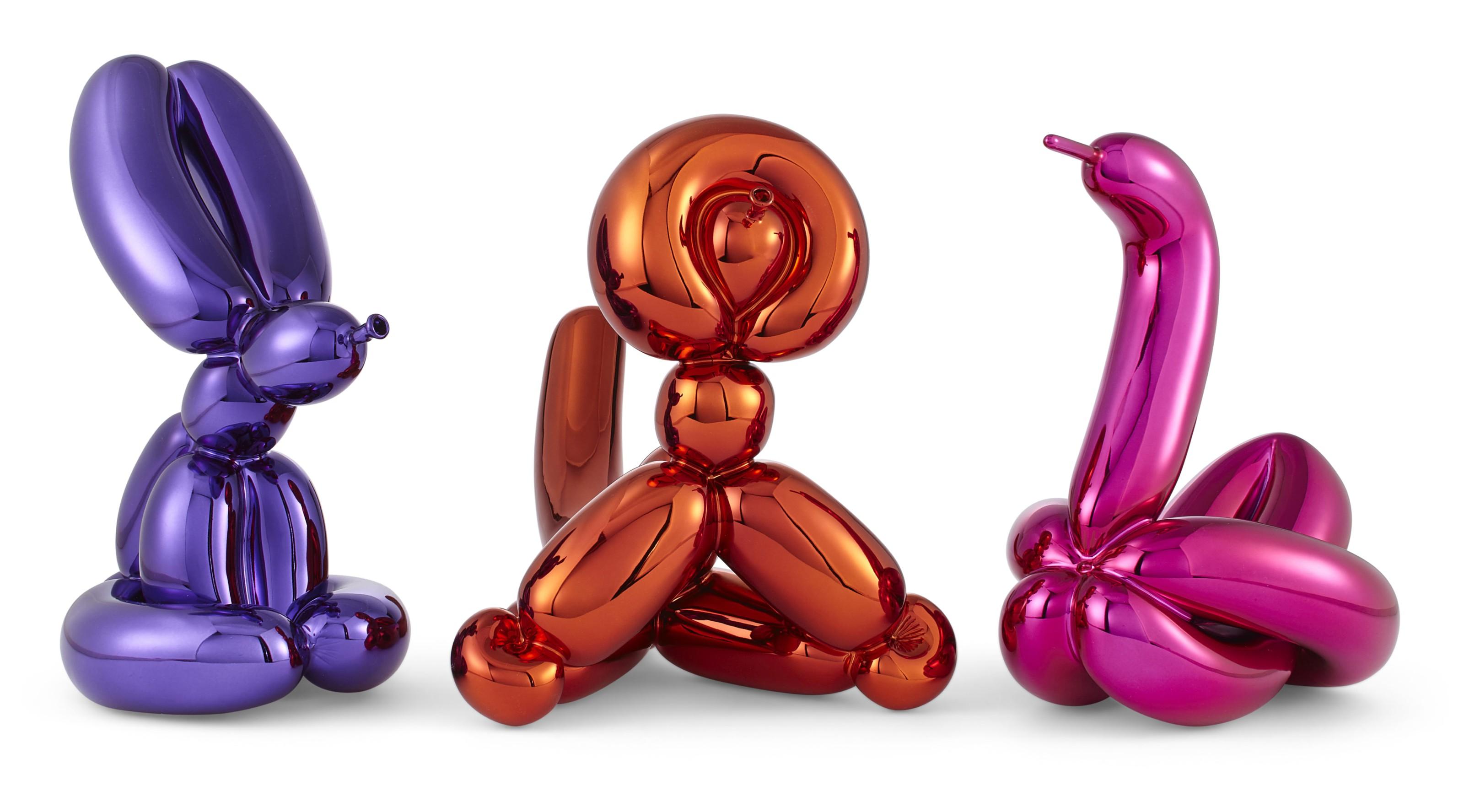Jeff Koons - Balloon Swan (Magenta), Balloon Monkey (Orange) and Balloon Rabbit (Violet)
