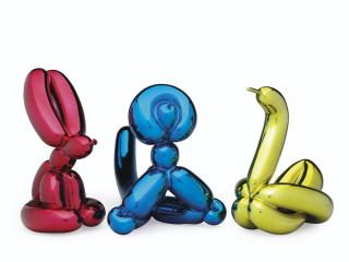 Jeff Koons - Balloon Swan (Yellow), Balloon Monkey (Blue) and Balloon Rabbit (Red)