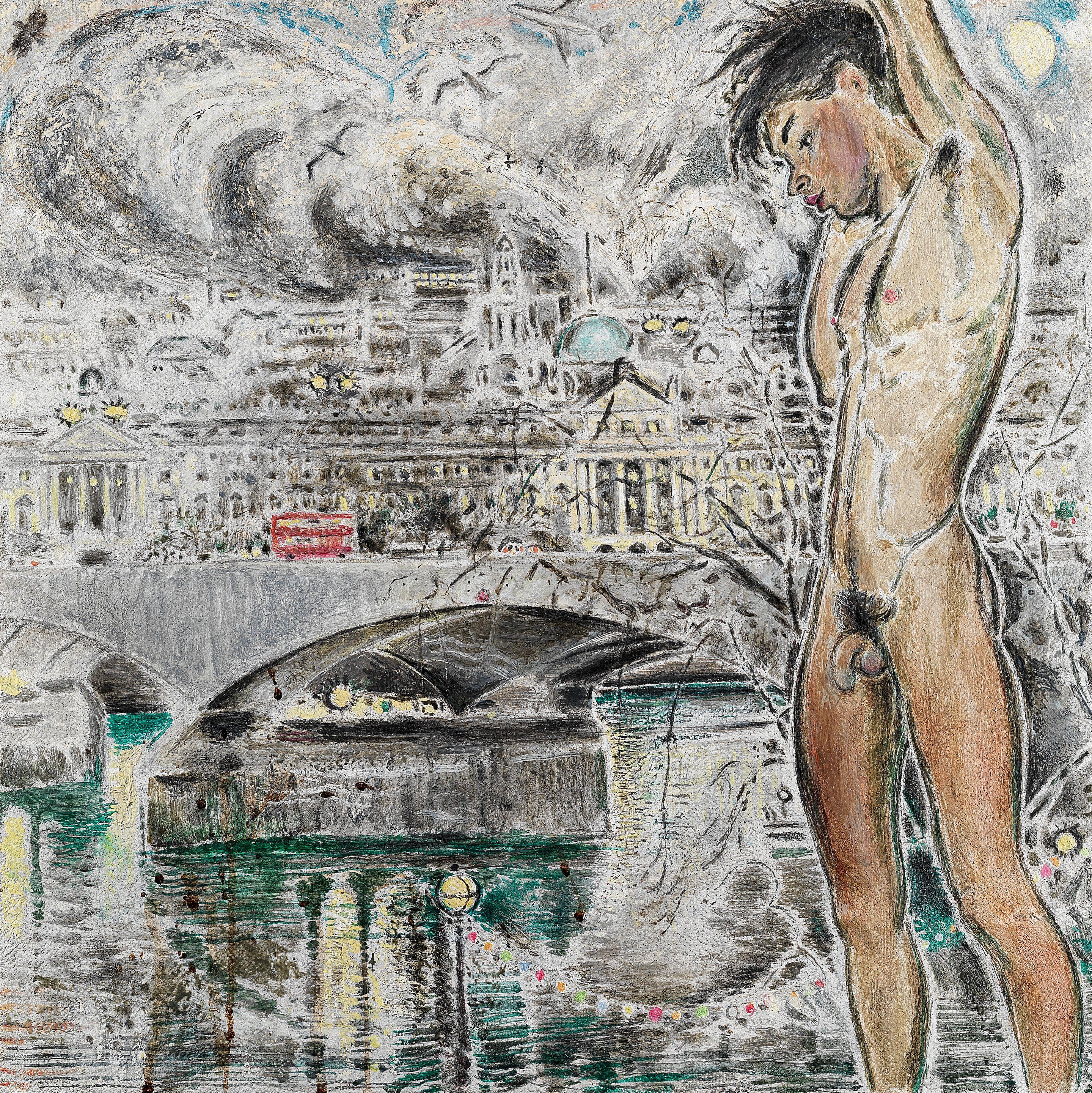 Jeffery Camp R.A. - Moonrise over Somerset House