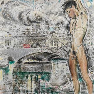 Jeffery Camp R.A. - Moonrise over Somerset House