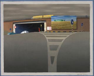 Jeffrey Smart - Study for Placard and Underpass, 1986