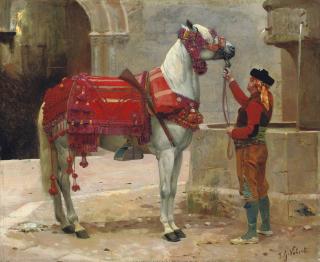 Jehan-Georges Vibert - An Andalusian horse and rider