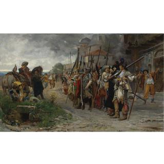 Jehan-Georges Vibert - French Roll-Call After The Pillage (L\'Appel Aprés Le Pillage)