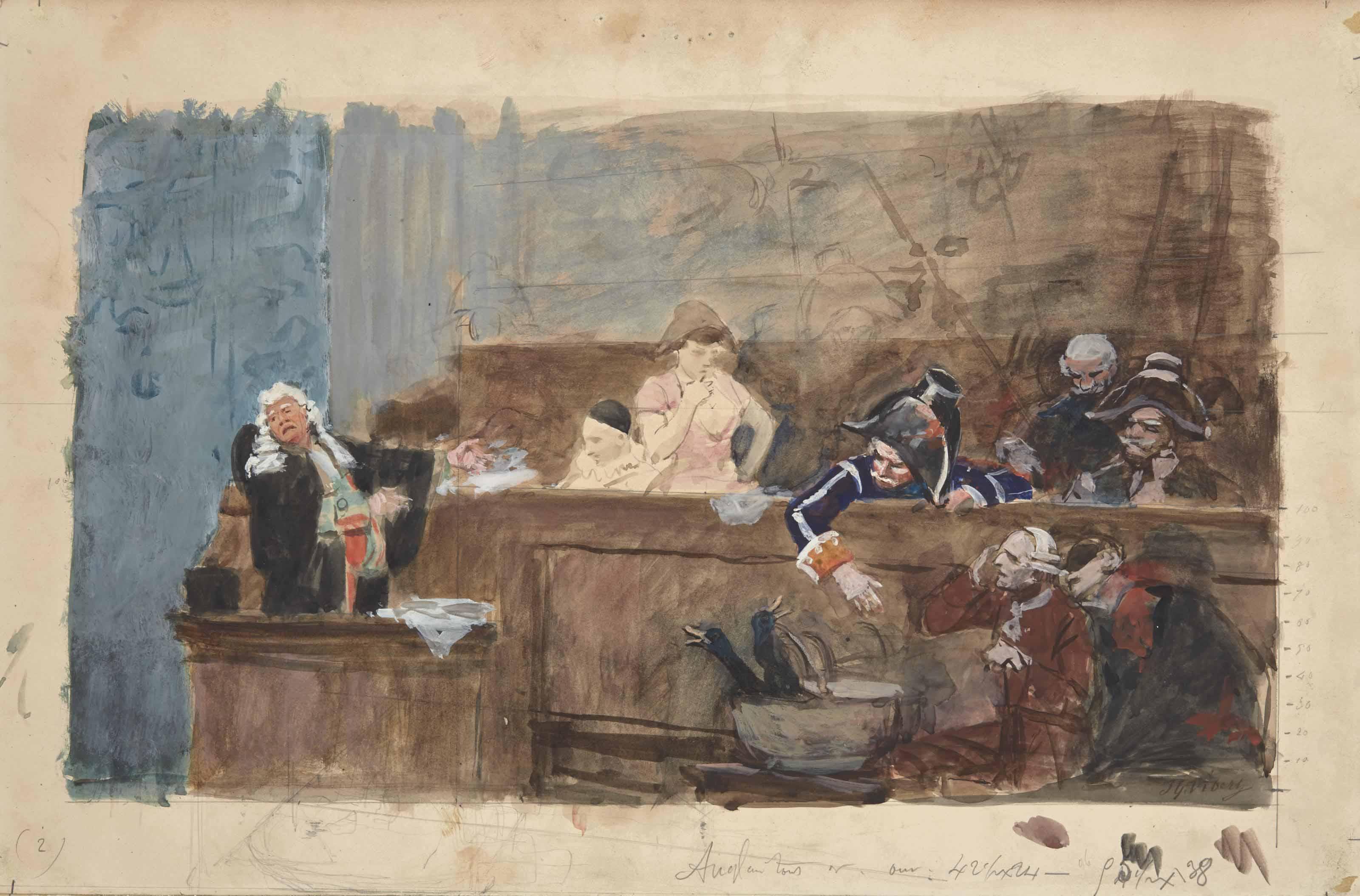 Jehan-Georges Vibert - Scène De Tribunal