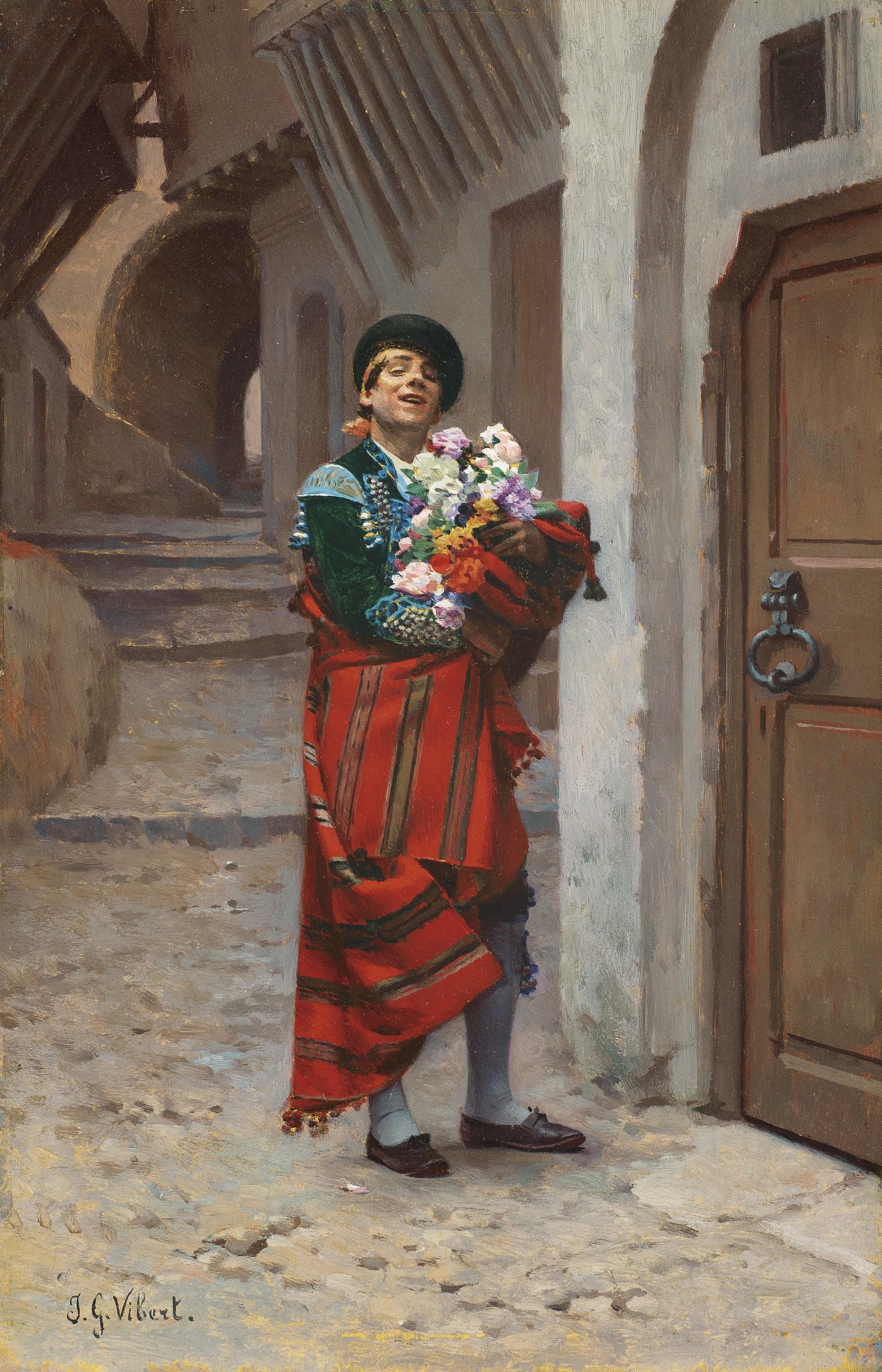 Jehan-Georges Vibert - Spanish Bullfighter With Flowers