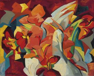 Jehangir Sabavala - Canna-heads and Swan