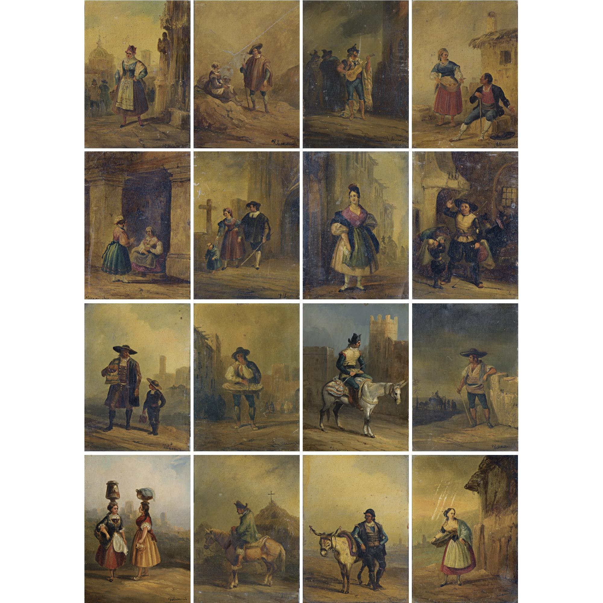 Jenaro Pérez Villaamil - Spanish sixteen Costumbrista Scenes With Spanish Folkloric Types