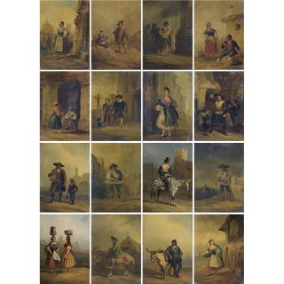 Jenaro Pérez Villaamil - Spanish sixteen Costumbrista Scenes With Spanish Folkloric Types