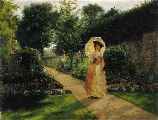 Jennie Augusta Brownscombe - A Garden Stroll