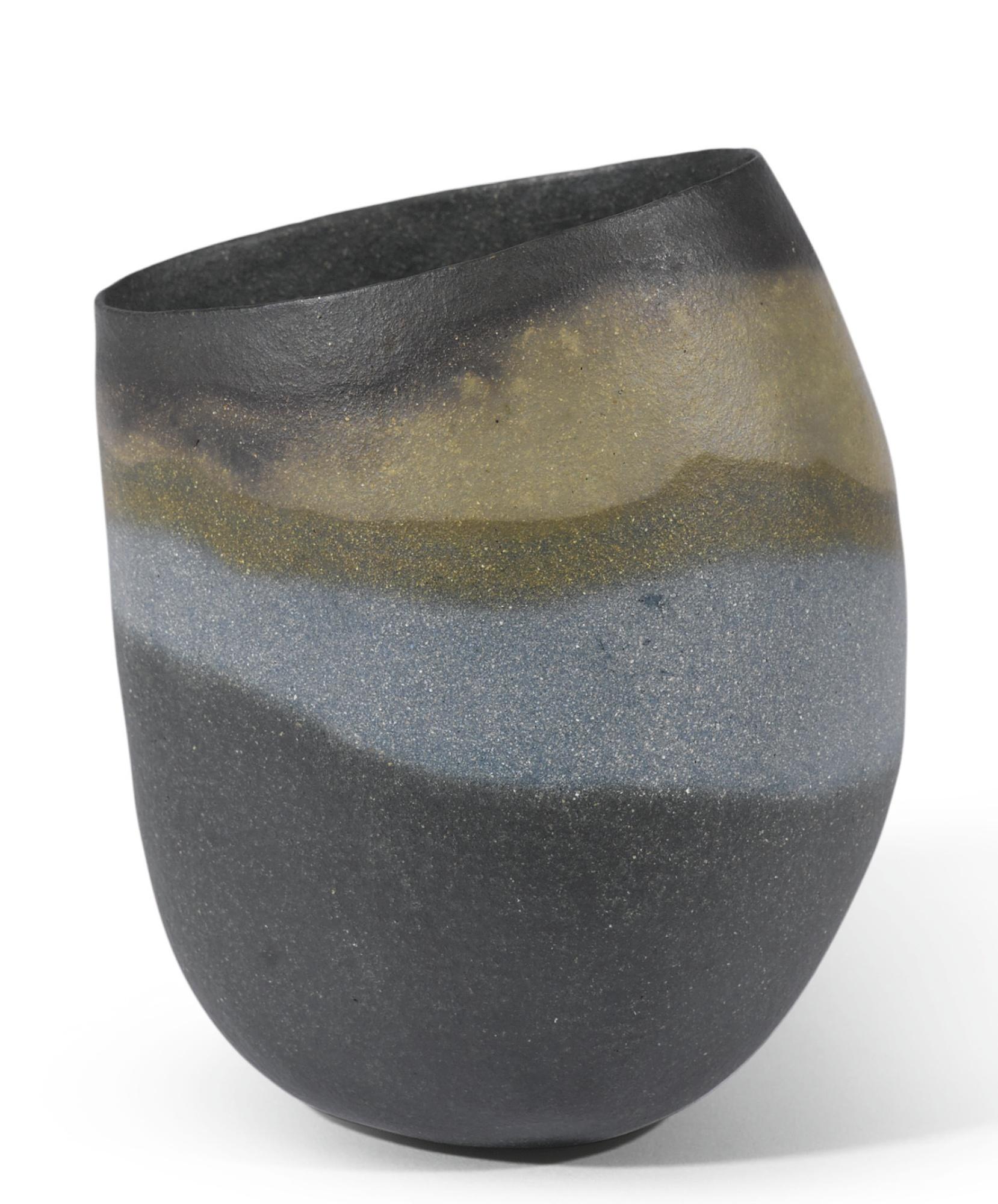 Jennifer Lee - Asymmetric, Pale Blue, Lichen, Dark Olive Bleeding Bands