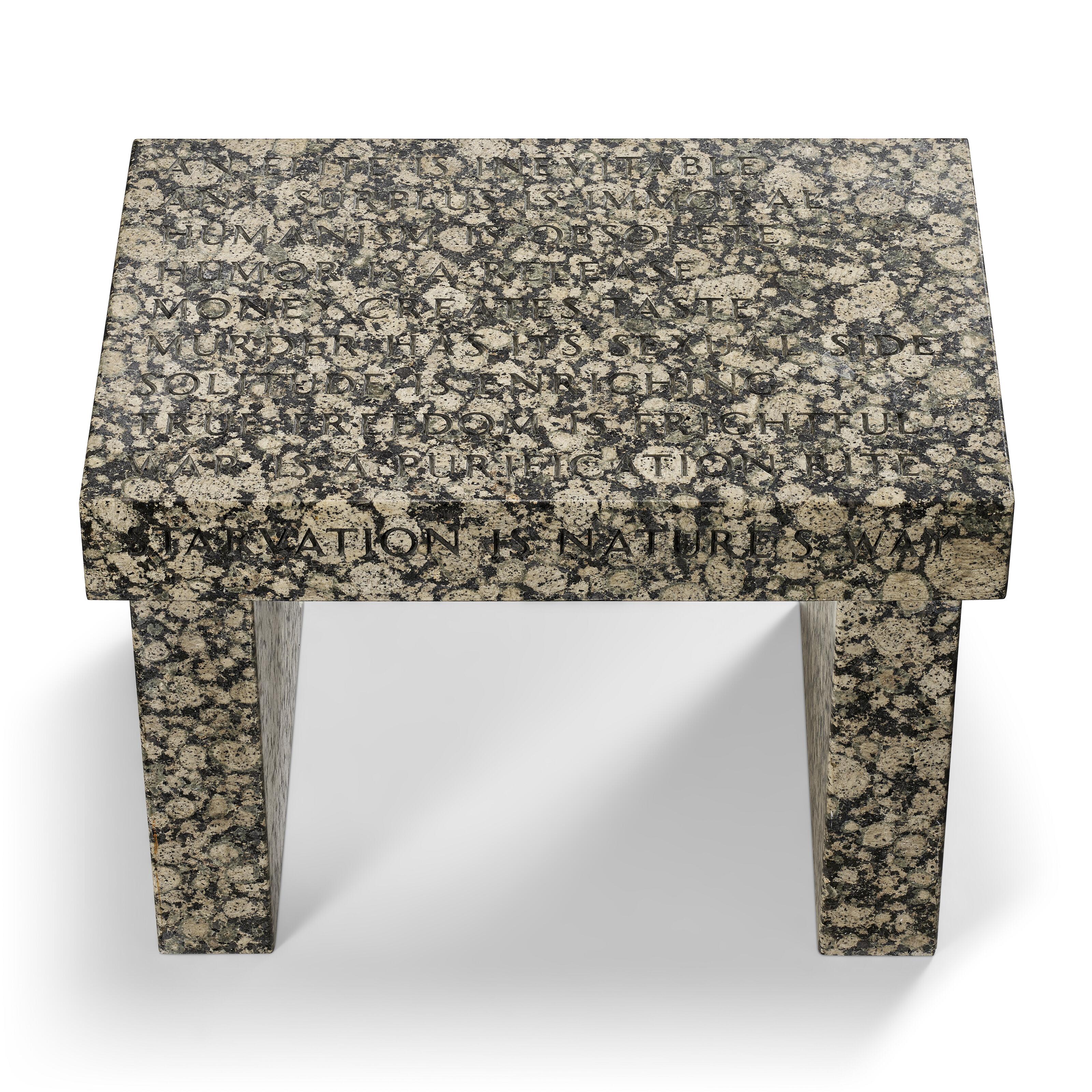 Jenny Holzer - Truisms Footstool: An elite is inevitable...