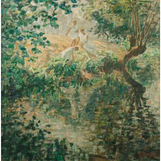 Jenny Montigny - Jeunes Filles Jouant Au Bord De La Rivière