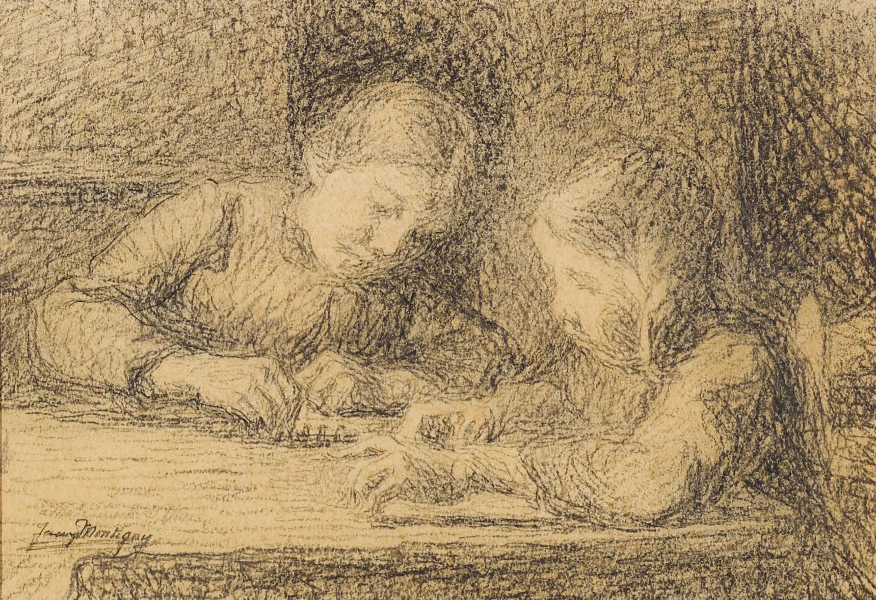 Jenny Montigny - Two Works On Paper:  (I) Deux Filles Lisant  (Ii) Mère À L’Enfant