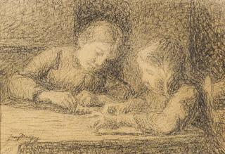 Jenny Montigny - Two Works On Paper:  (I) Deux Filles Lisant  (Ii) Mère À L’Enfant