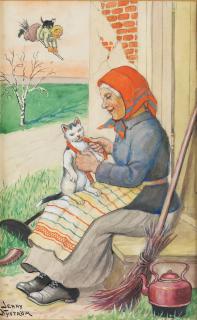 Jenny Nyström - Easterwitch with cat