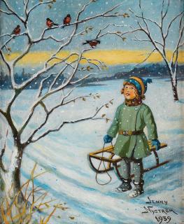 Jenny Nyström - Girl in a winter landscape