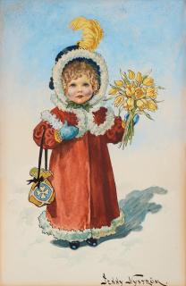 Jenny Nyström - Girl with bouquet of flowers