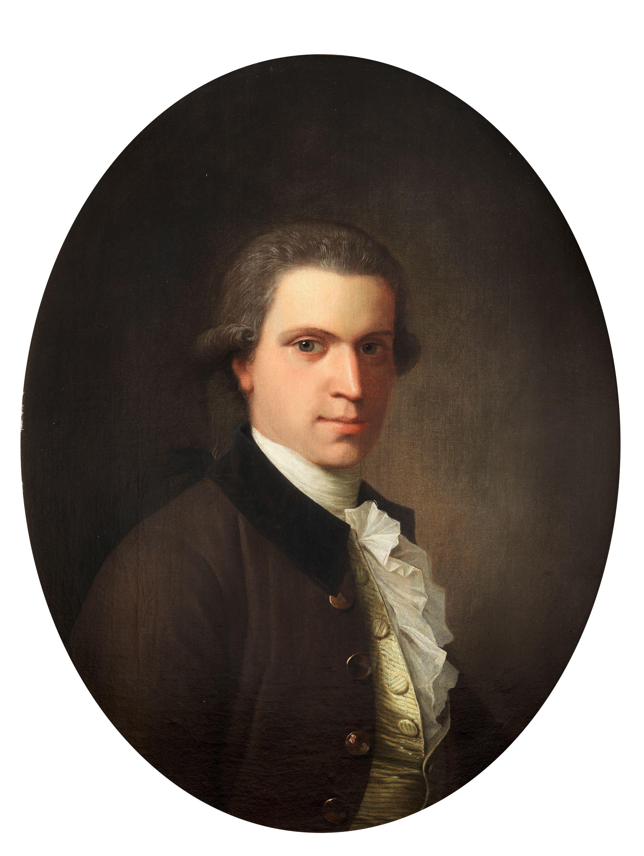 Jens Juel - Portrait Of A Gentleman, Bust-Length, In A Brown Coat