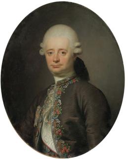Jens Juel - Portrait of Baron Otto Blome (1735-1803), bust-length, in a brown jacket embroidered with flowers, with the badge of an Order