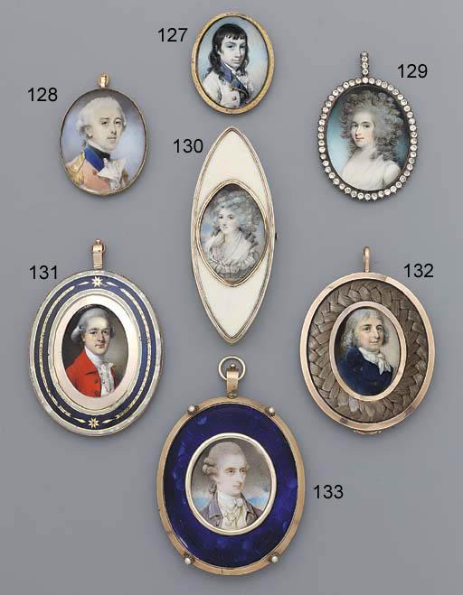 Jeremiah Meyer, R.A. - A Young Officer, In Red Coat With Blue Collar And Gold Epaulettes, White Waistcoat, Frilled Cravat And Black Stock, Powdered Wig En Queue