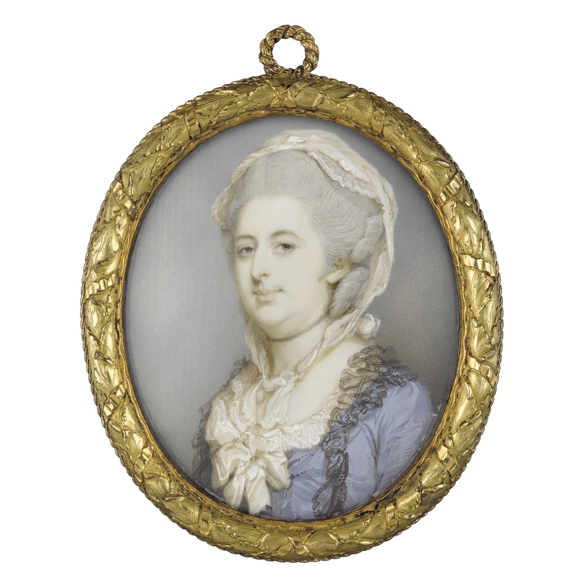 Jeremiah Meyer R.A. - Portrait Of Mrs Thomas Hayley, Née Mary Yates (1718-1774)  