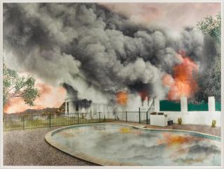 Jeremy Deller - Artist\'s impression of the Murdoch family home in Sydney, Australia on fire