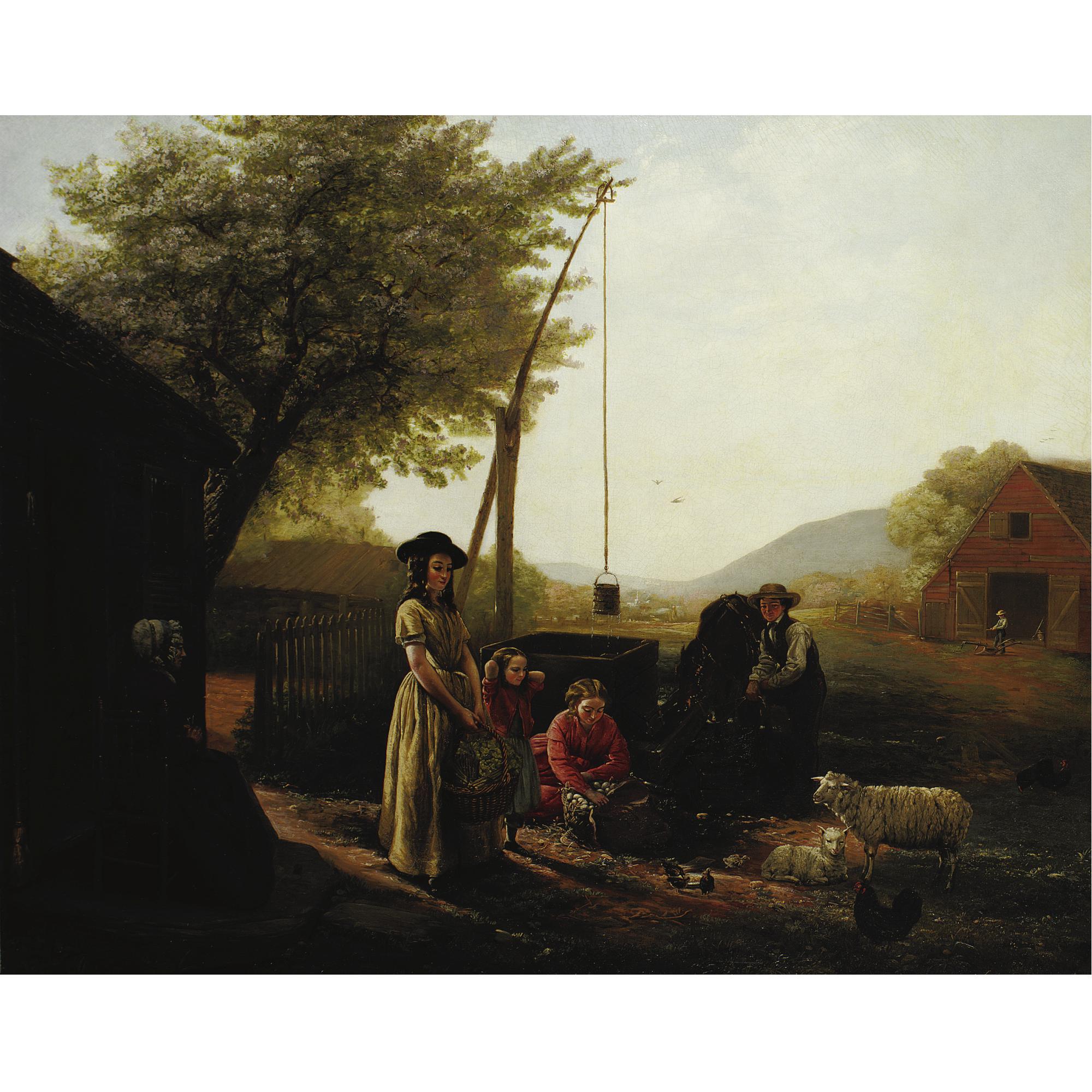 Jerome Thompson - Spring Morning By The Kitchen Door Or Preparing For Market