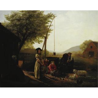 Jerome Thompson - Spring Morning By The Kitchen Door Or Preparing For Market