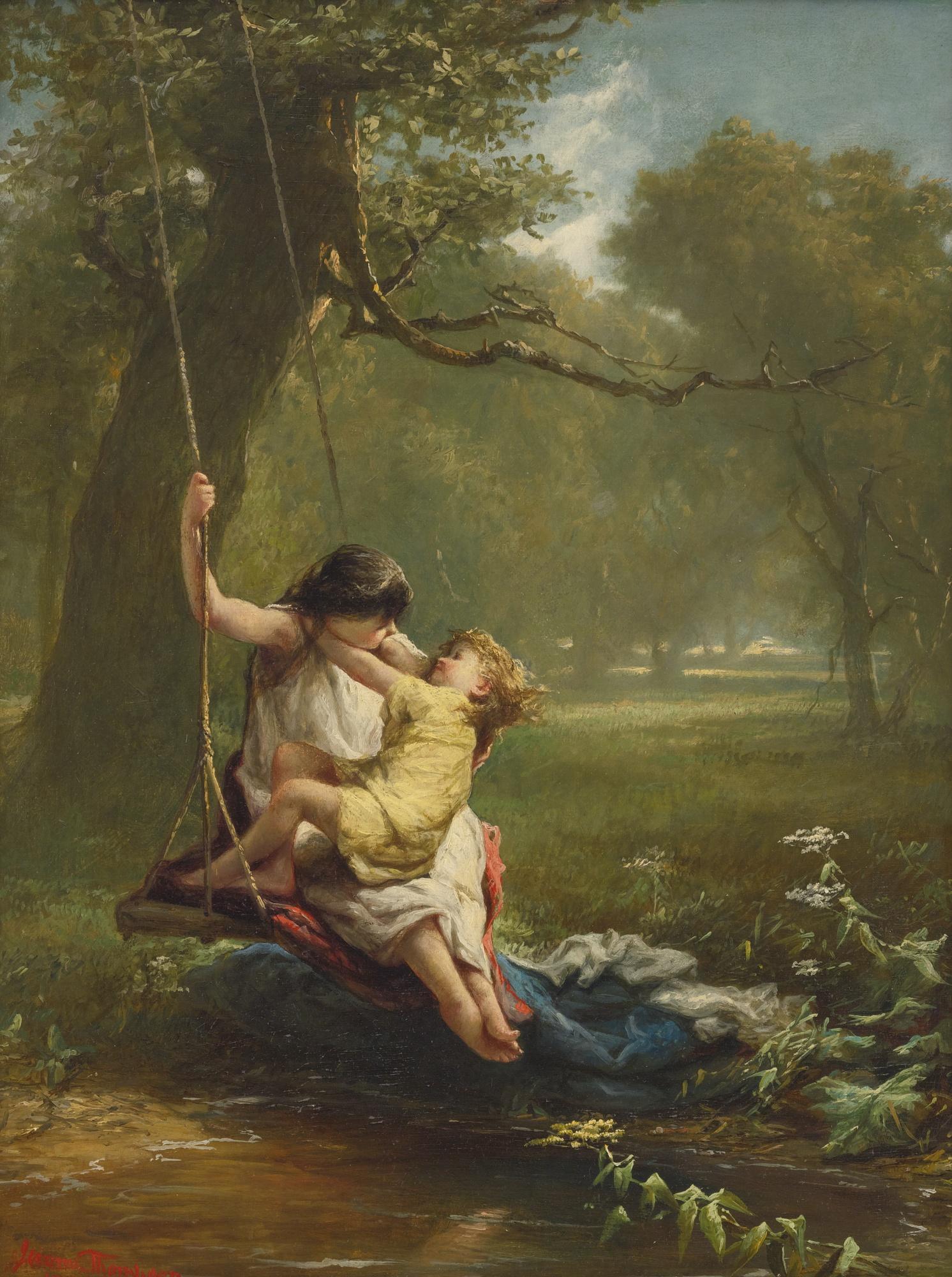 Jerome Thompson - Two Children In A Swing