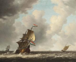 Jeronimus Van Diest - A Dutch Man-O\'-War And Other Shipping In Choppy Waters