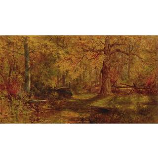 Jervis McEntee - An Autumn Woodland Scene