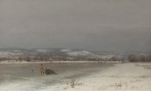 Jervis McEntee - Gathering Christmas Finery at Roundout, New Jersey