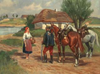 Jerzy Kossak - An encounter on the road
