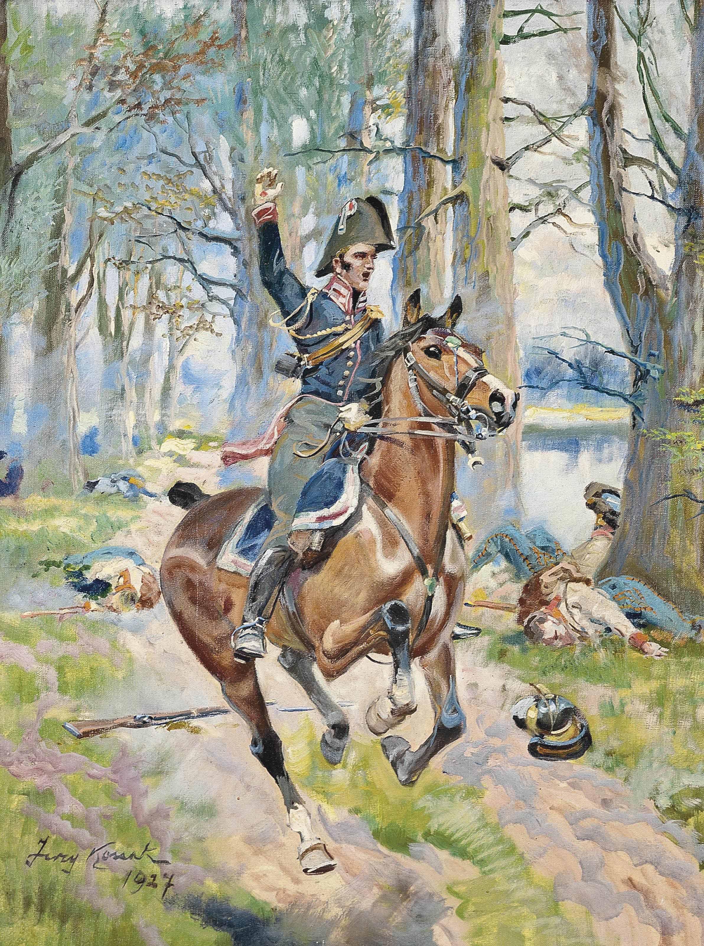 Jerzy Kossak - An Ulan On Horseback On The Falenty Dyke