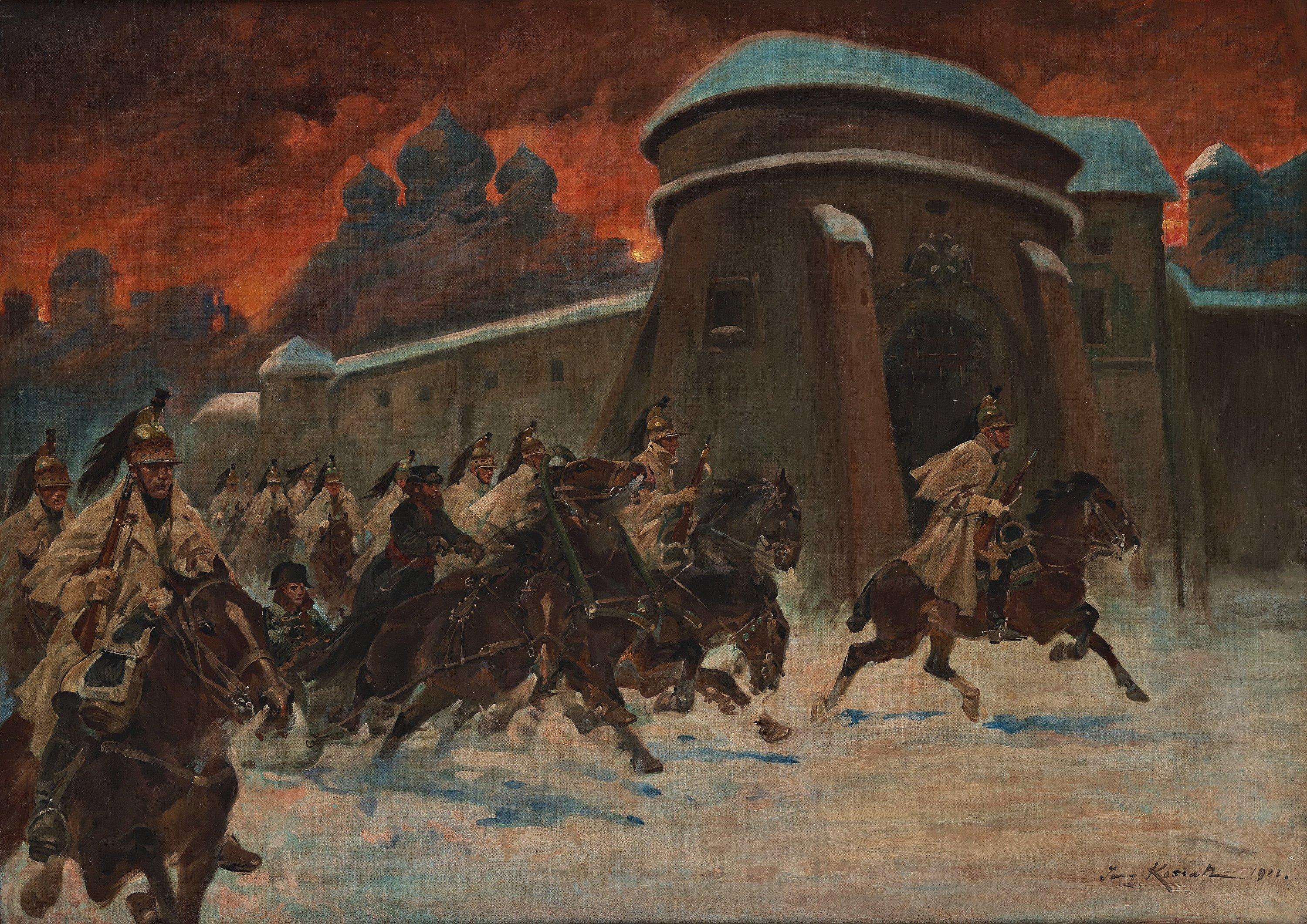 Jerzy Kossak - Napoleon outside Moscow