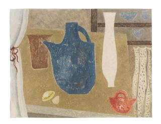 Jessica Dismorr - Vases, Jugs, Curtains (Still Life with Pots and Vases)