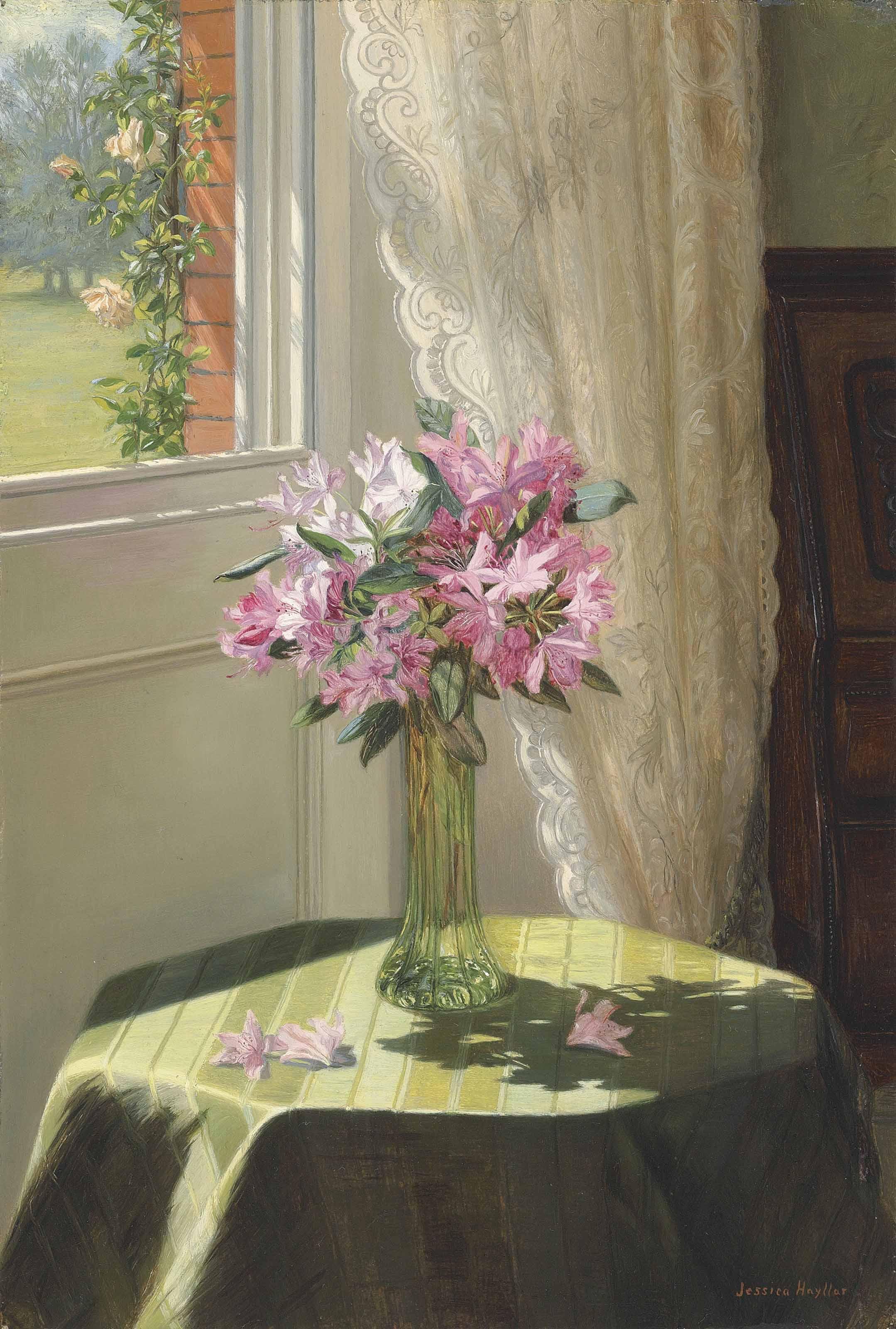 Jessica Hayllar - Rhododendrons by a window