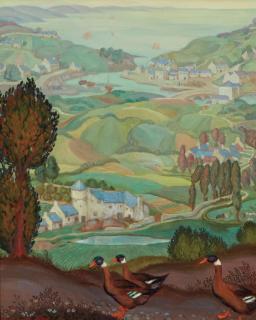 Jessie Arms Botke - Geese in a Fantasy Landscape