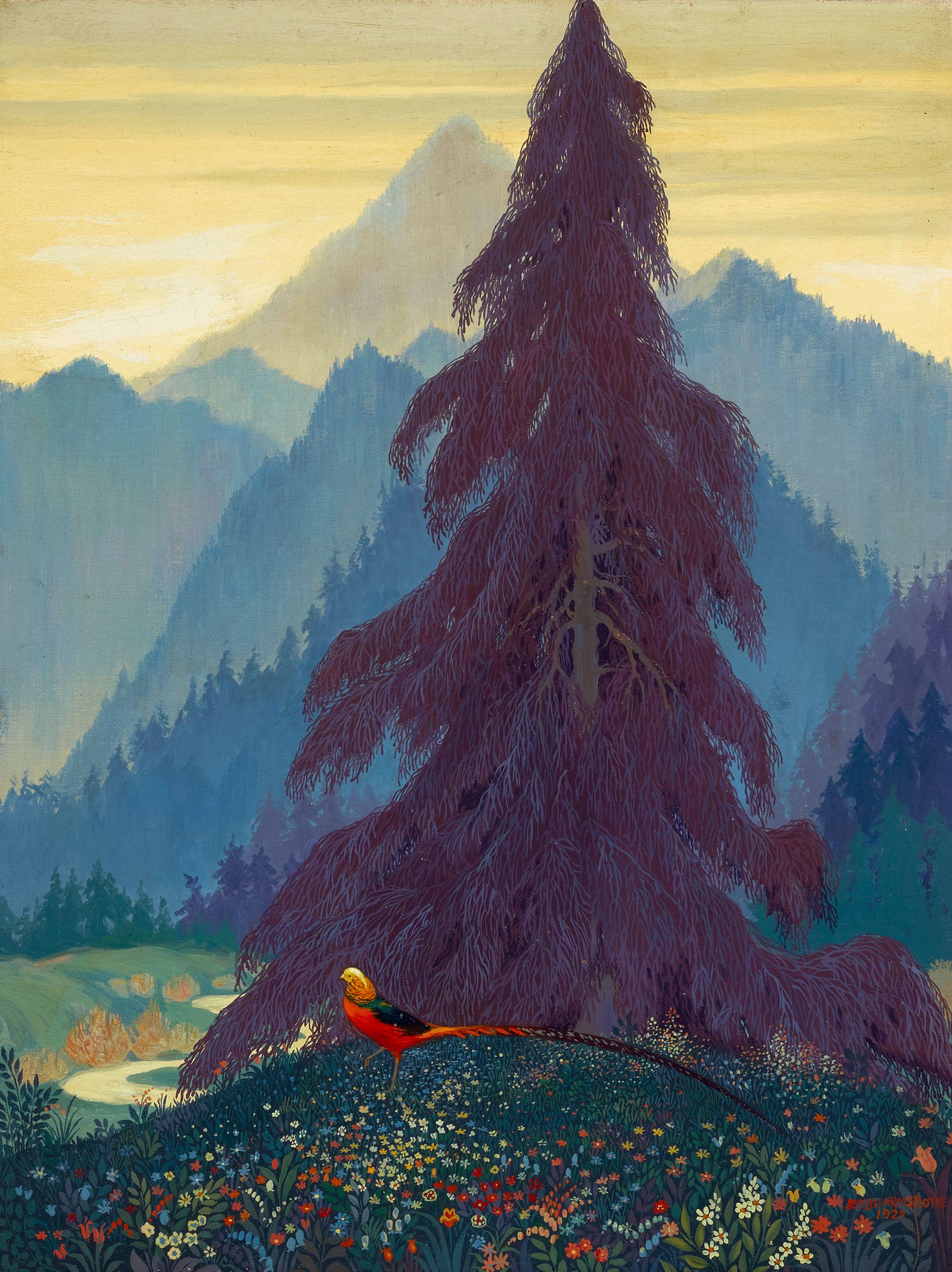 Jessie Arms Botke - Pheasant in a Landscape