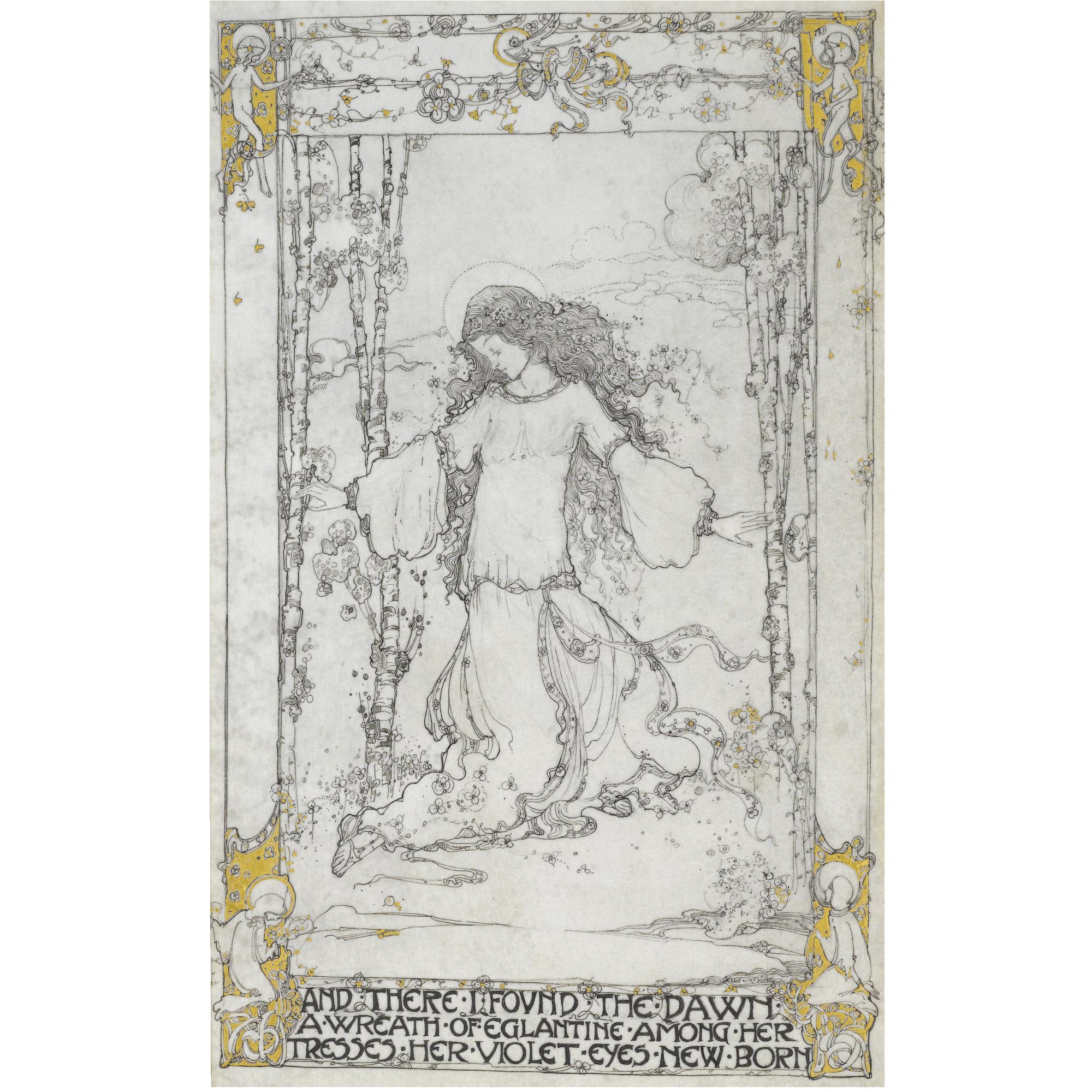 Jessie Marion King - And There I Found The Dawn A Wreath Of Eglantine Among Her Tresses Her Violet Eyes New Born